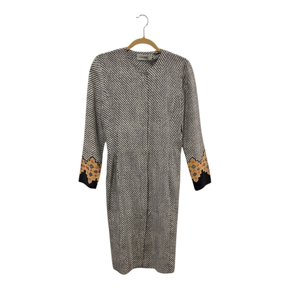 VTG Adrianna Papell Geometric Pattern Silk
Button Up Dress Midi Size 6